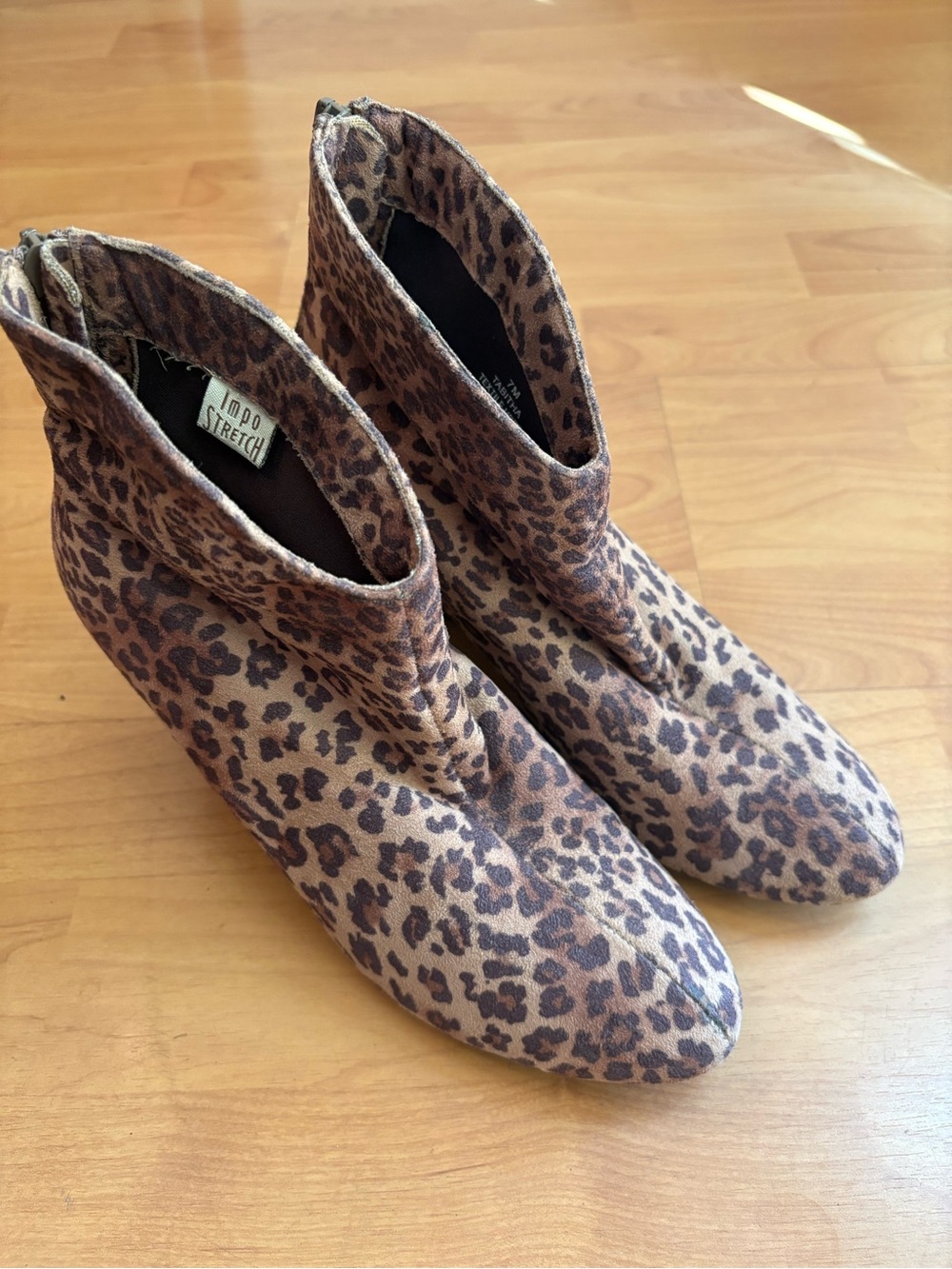 IMPO STRETCH Leopard Print Ankle Boots - Brown